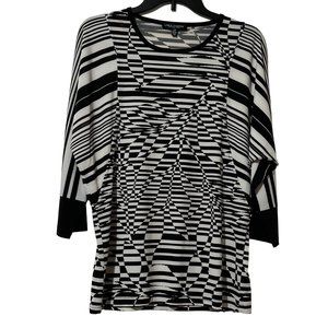 Linea Domani size S black print 3/4 sleeve top